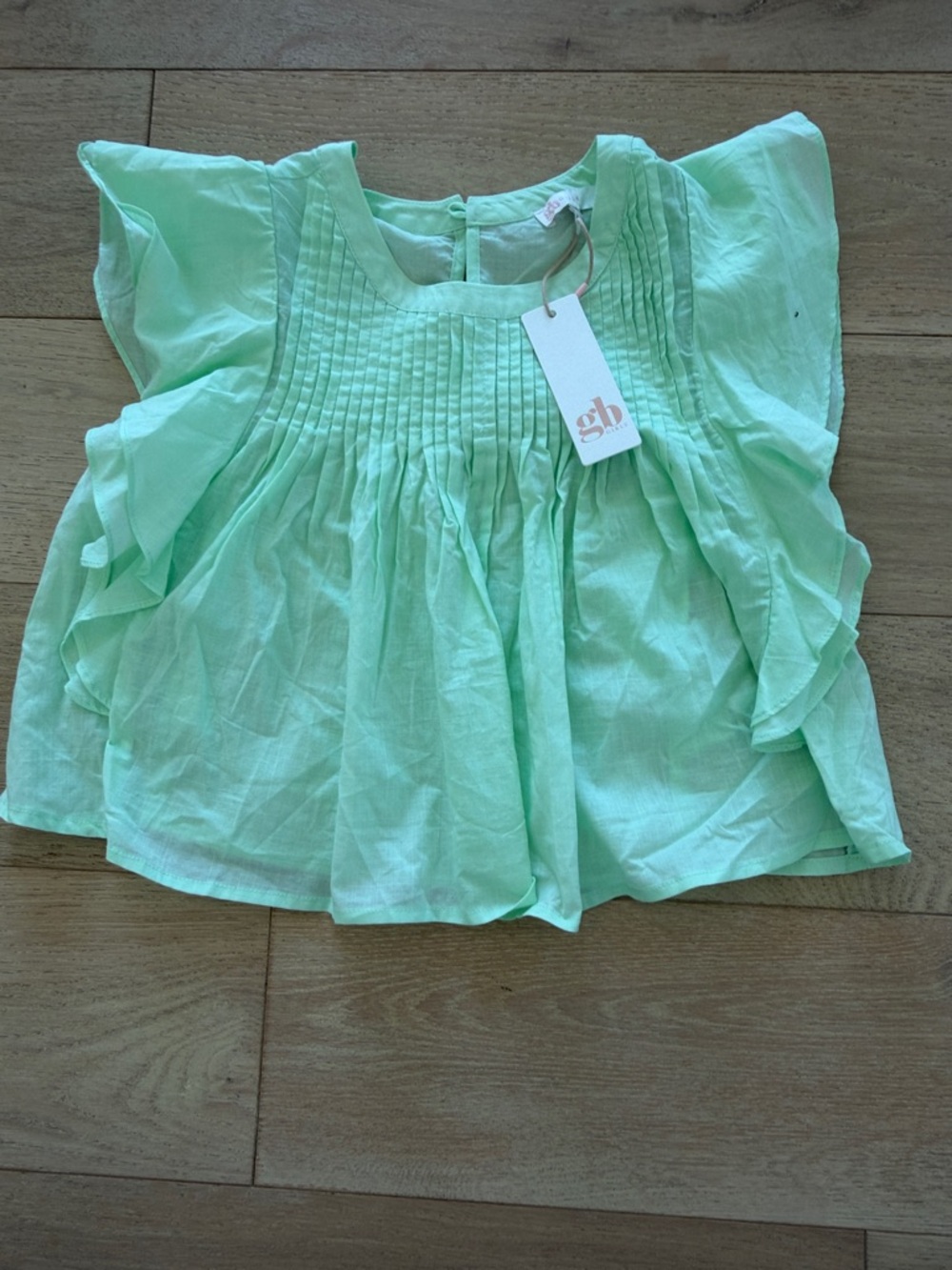 GB GIRLS Girls' Mint Green Ruffle Flutter Sleeve Top
